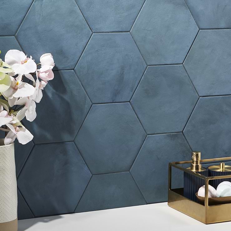 Ava Blue Ocean 8" Hexagon Matte Porcelain Tile