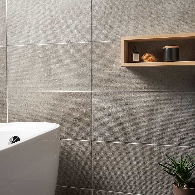 New Rock Tortora Taupe Beige 12x24 Chiseled Limestone Look Matte Porcelain Tile 