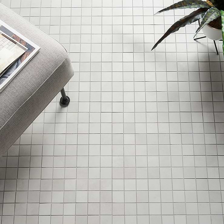 Clay Delight Gray 2x2 Matte Porcelain Mosaic; in Gray Porcelain; for Backsplash, Floor Tile, Kitchen Floor, Kitchen Wall, Wall Tile, Bathroom Floor, Bathroom Wall, Shower Wall, Shower Floor, Commercial Floor; in Style Ideas Contemporary, Industrial, Mid Century, Modern, Transitional; released 2023; new, trends