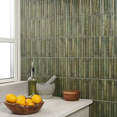 Curve Green Fluted 6x12 3D Glossy Ceramic Tile