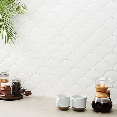 Highwater Blanco White 2x5 Fishscale Matte Ceramic Tile