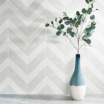 Auteur Diagonals Ash 9x9 Matte Porcelain Tile, White + Light Gray : Pattern 1