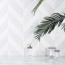 Auteur Diagonals Ash 9x9 Matte Porcelain Tile, White + Light Gray: Pattern 4