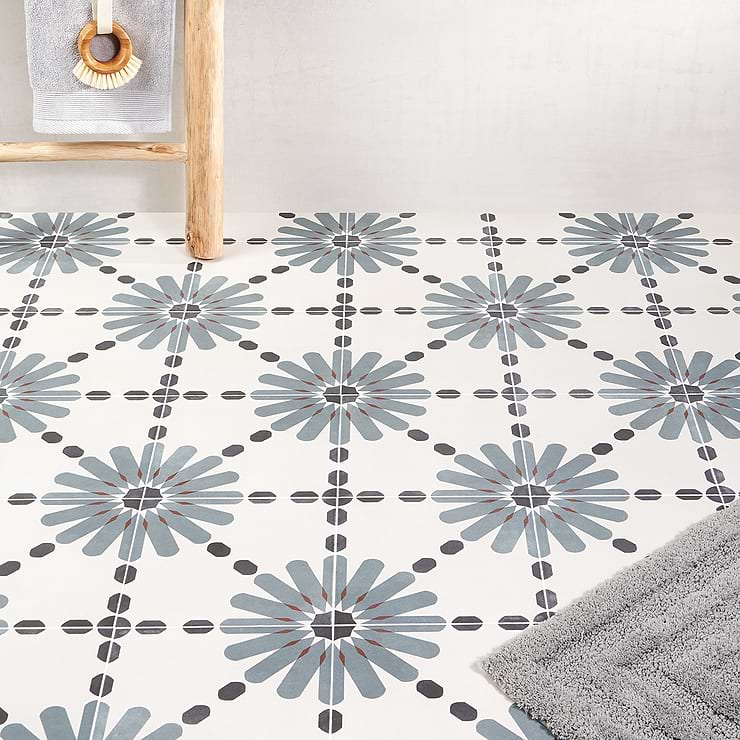Lapaz Daisy Blue 9x9 Matte Porcelain Tile 