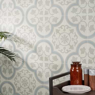 Lapaz Ornate Silver 9x9 Matte Porcelain Tile