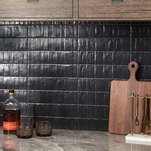 Rework Leather Black 3x12 Matte Porcelain Tile