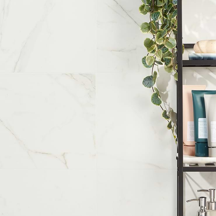 Bone Gloss Porcelain Corner Shelf - The Tile Shop