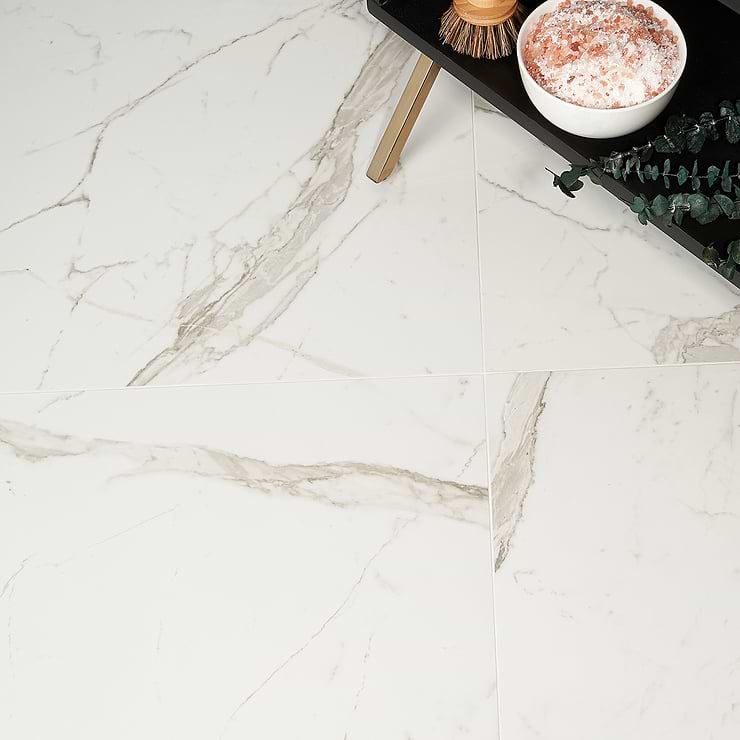 Versilia Statuario White 24X24 Matte Porcelain Tile; in White Porcelain; for Backsplash, Floor Tile, Kitchen Floor, Kitchen Wall, Wall Tile, Bathroom Floor, Bathroom Wall, Shower Wall, Outdoor Floor, Outdoor Wall, Commercial Floor; in Style Ideas Art Deco, Craftsman, Contemporary, Modern