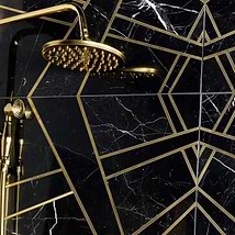 Empire Nero Black & Gold 24x24 Polished Marble & Brass Tile