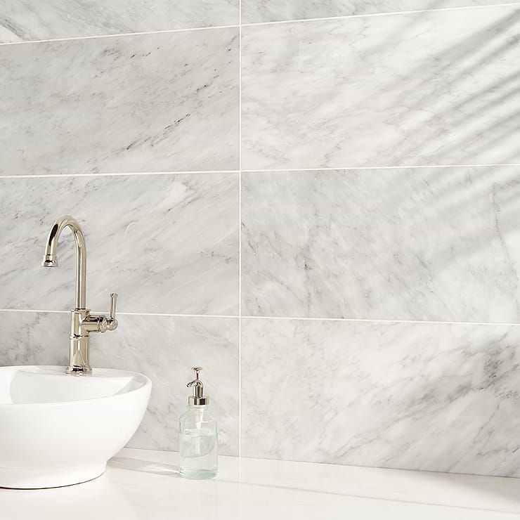 Sample of Asian Statuary 12x24 Polished Marble Tile