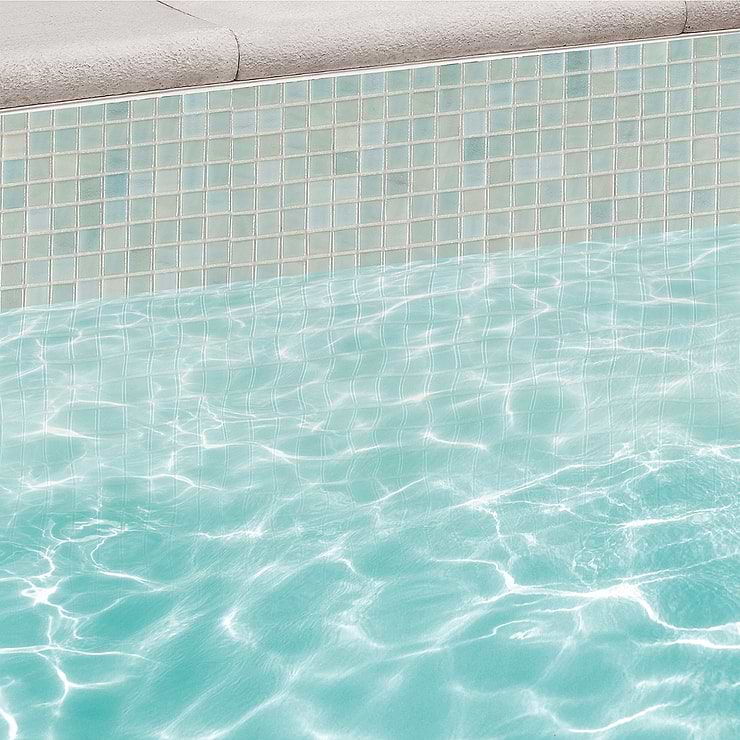Swim Tropical Breeze Green 1x1 Polished Glass Mosaic Tile