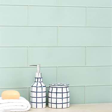 Loft Seafoam Green 4x12 Frosted Glass Subway Tile