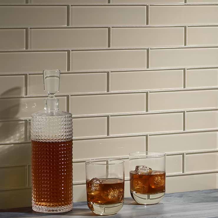 Loft Sand Beach 2x8 Polished Glass Subway Tile for Wall