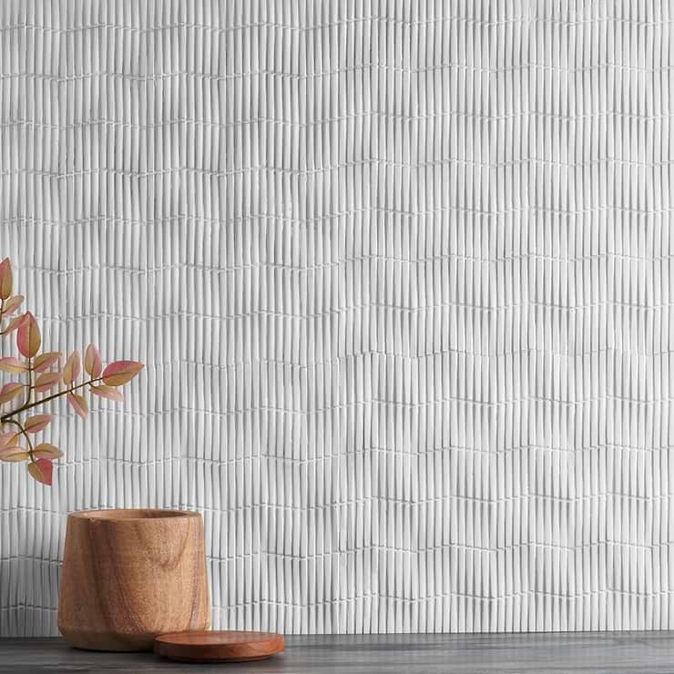 Sound Keys White Matte Resin Mosaic; in White Resin; for Backsplash, Kitchen Wall, Wall Tile, Bathroom Wall, Shower Wall; in Style Ideas Contemporary, Craftsman, Industrial, Modern; released 2023; new, trends