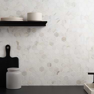 White Jade 2" Hexagon Polished Marble Mosaic