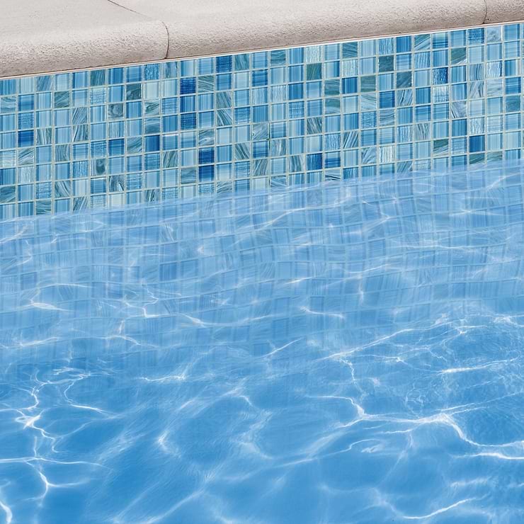 Marley Ocean Blue 1x1 Polished Glass Mosaic