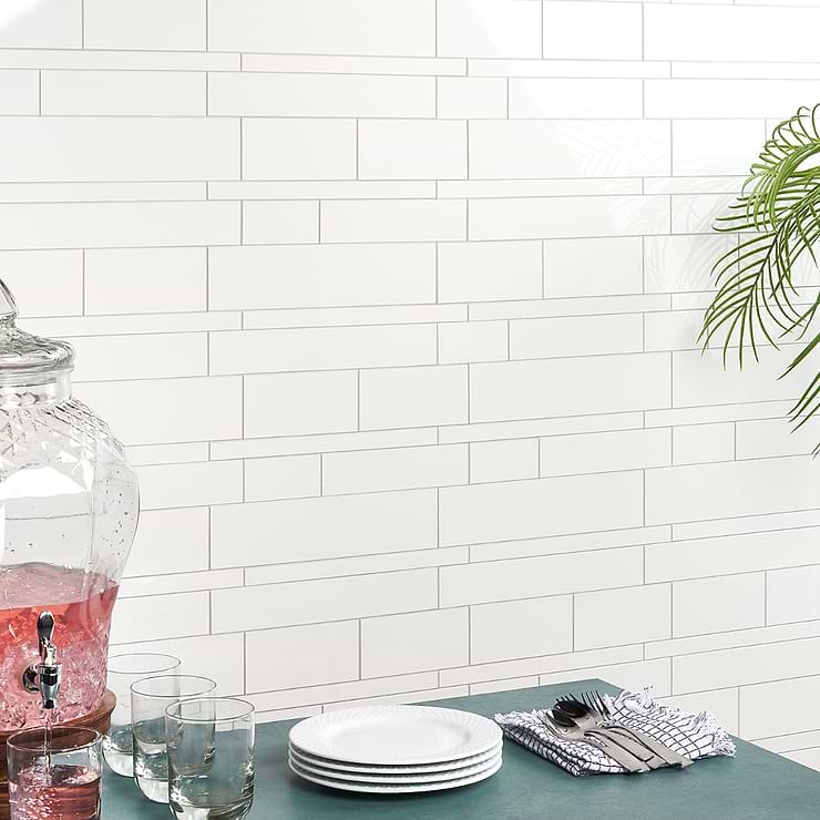 Pure White LPS Railroad Solid Core Peel & Stick Self Adhesive Polished Mosaic Tile