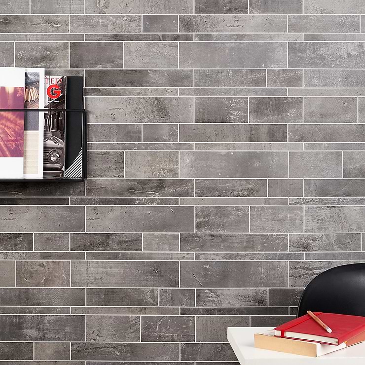 Railroad LPS Dark Gray Solid Core Peel & Stick Self Adhesive Concrete Look Matte Mosaic Tile