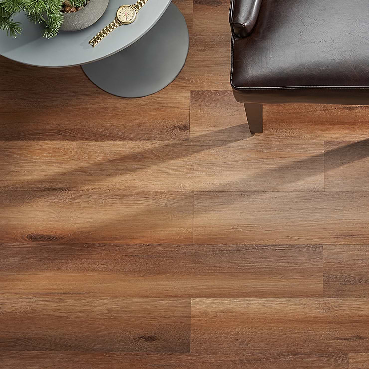 Optoro Scotch 12mil Rigid Core Click 6x48 Luxury Vinyl Plank; in Honey Brown Luxury Vinyl; for Floor Tile, Kitchen Floor, Bathroom Floor; in Style Ideas Farmhouse, Modern, Traditional