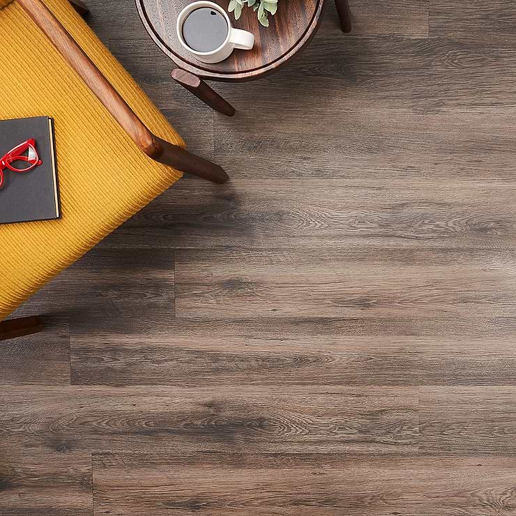 ReNew Lofty Oak Anthracite 12mil Wear Layer Glue Down 6x48 Luxury Vinyl Plank Flooring