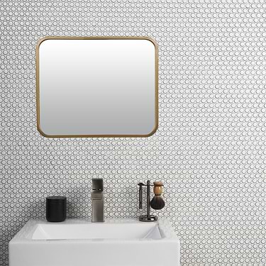 Eden Winter White 1" Rimmed Penny Round Polished Porcelain Mosaic