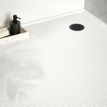 Eden White 1" Penny Round Polished Porcelain Mosaic