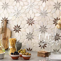 Wildflower Pale Oak Wooden Beige and Glass Marble Polished Tile