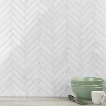 Snow White 1x4 Herringbone Polished Marble Mosaic