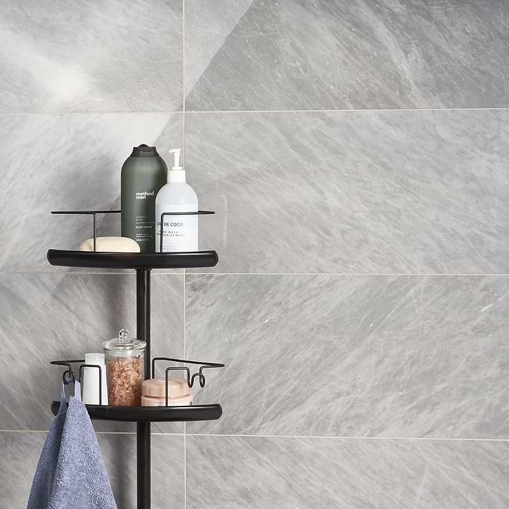 Earth Gray 12x24 Polished Marble Tile; in Gray Marble; for Backsplash, Floor Tile, Kitchen Floor, Kitchen Wall, Wall Tile, Bathroom Floor, Bathroom Wall, Shower Wall, Outdoor Floor, Outdoor Wall, Commercial Floor; in Style Ideas Contemporary, Craftsman, Industrial, Modern, Traditional, Transitional; released 2023; new, trends
