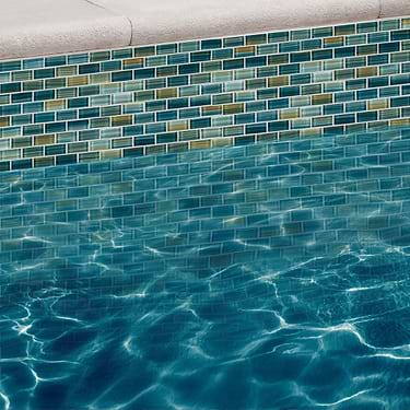 Watercolors Turquoise 1x2 Brick Glazed Glass Mosaic