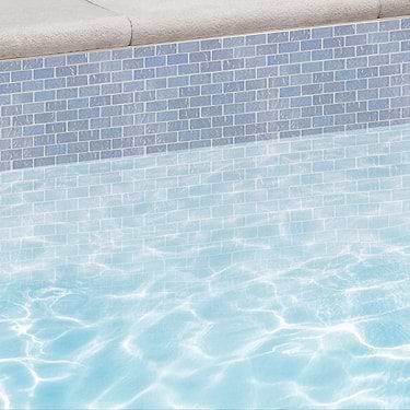 Watercolors Iridescent Light Blue 1X2 Brick Glass Mosaic