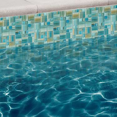 Watercolors Sulu Blue Glazed Glass Mosaic