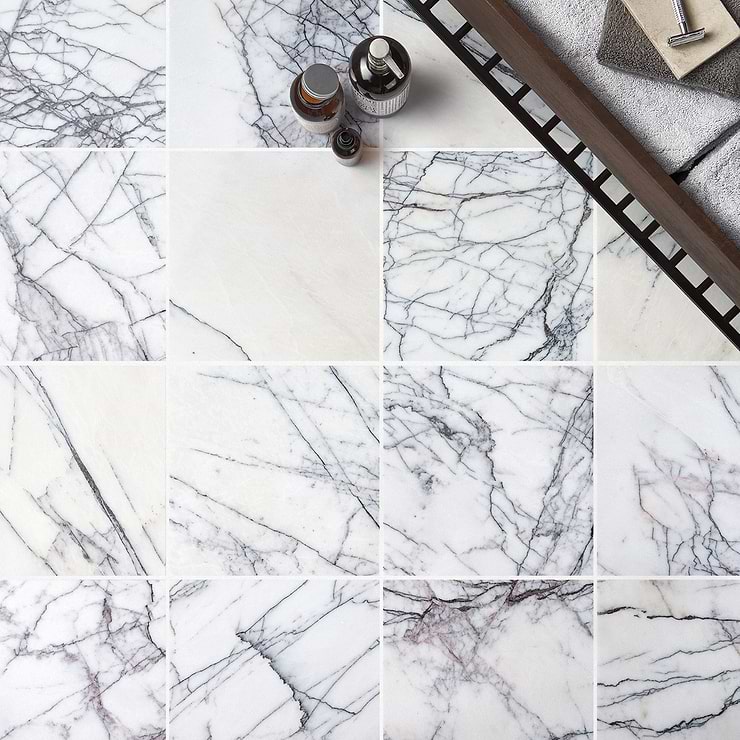Lilac White 12x12 Polished Marble Tile