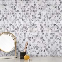 Lilac White Cracked Joint Honed Marble Mosaic