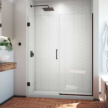 Unidoor Plus 59.5-60x72" Reversible Hinged Shower Alcove Door with Clear Glass in Oil Rubbed Bronze by DreamLine