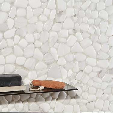 Riverglass  Riverglass White Frosted Glass Mosaic Tile 