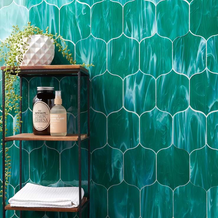 Bespoke Jade 4x6 Lantern Polished Glass Mosaic Tile