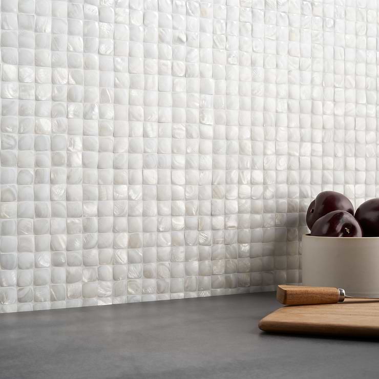 Mother of Pearl Nacre White 3D Pearl Polished Mosaic Tile