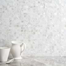 Serene White Squares Seamless Pearl Polished Mosaic Tile