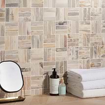Fossil Basketweave 1x4 Petrified Stone Mosaic