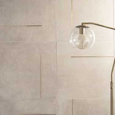 Lines Brass Inlay Greige 24X24 Matte Porcelain Tile