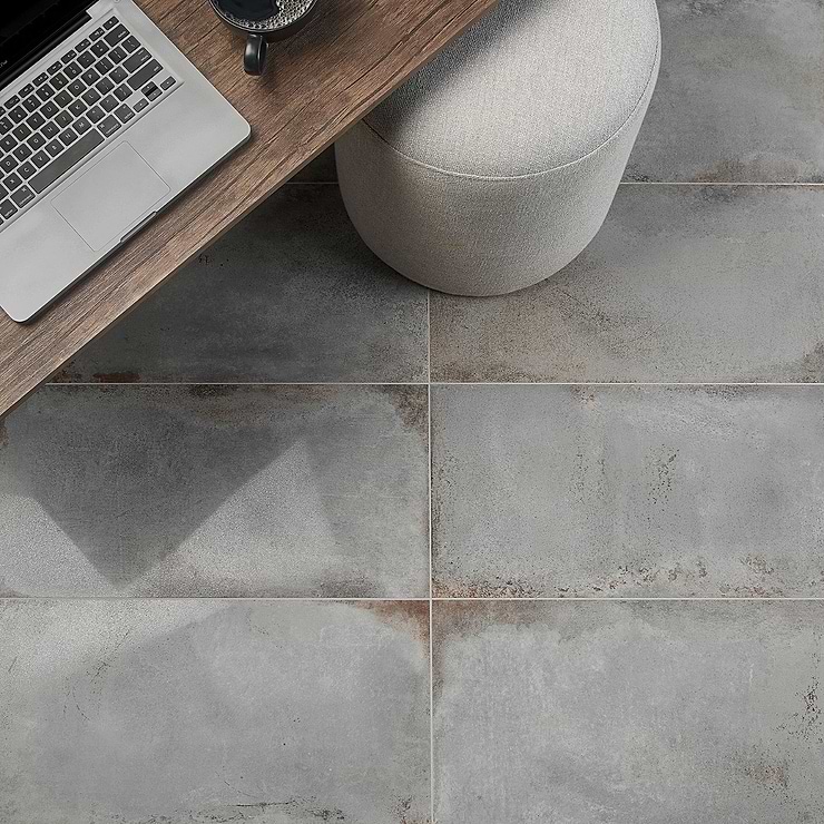 Flatiron Gray 12x24 Semi-Polished Porcelain Tile By Angela Harris; in Gray  Porcelain; for Backsplash, Floor Tile, Kitchen Floor, Kitchen Wall, Wall Tile, Bathroom Floor, Bathroom Wall, Shower Wall, Shower Floor, Outdoor Wall, Commercial Floor; in Style Ideas Classic, Contemporary, Industrial, Mediterranean, Transitional; released 2023; new, trends