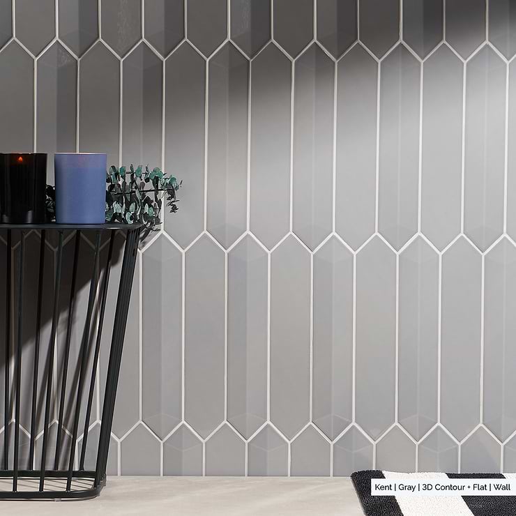 Kent Gray 3x12 Contour 3D Picket Polished Ceramic Wall Tile