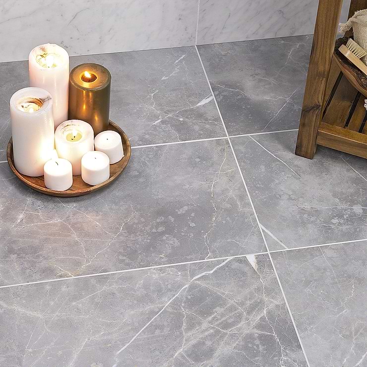 Marble Tech Grigio Imperiale Gray 12x24 Matte Porcelain Tile; in Gray Porcelain ; for Backsplash, Floor Tile, Kitchen Floor, Kitchen Wall, Wall Tile, Bathroom Floor, Bathroom Wall, Shower Wall, Shower Floor, Outdoor Floor, Outdoor Wall, Commercial Floor, Pool Tile; in Style Ideas Art Deco, Classic, Craftsman, Contemporary, Modern, Transitional
