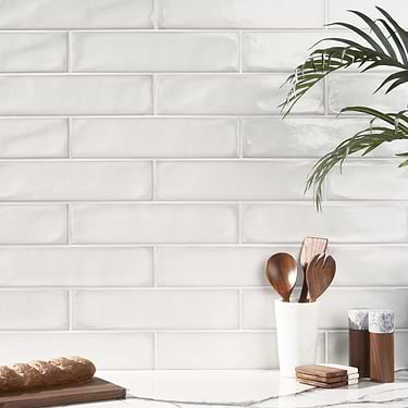 ArtBlock by Stacy Garcia Bianco 4x16 Glossy Porcelain Tile by Stacy Garcia - Sample
