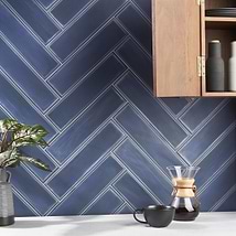 Stacy Garcia ArtBlock Denim Blue 4x16 Matte Porcelain Tile