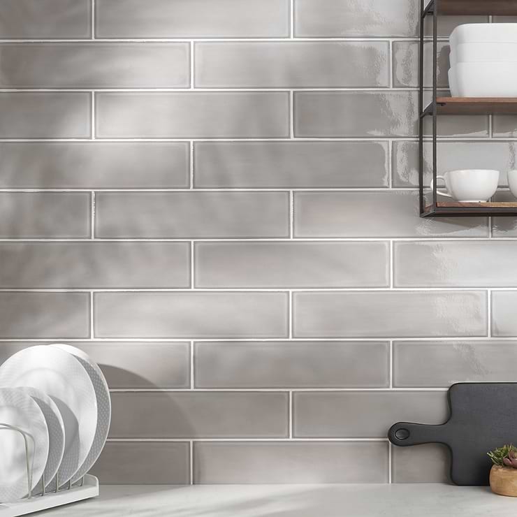 Stacy Garcia ArtBlock Grigio 4x16 Glossy Porcelain Tile