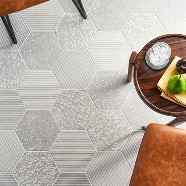 Texstone Deco Gris Gray 9" Hexagon Matte Porcelain Tile