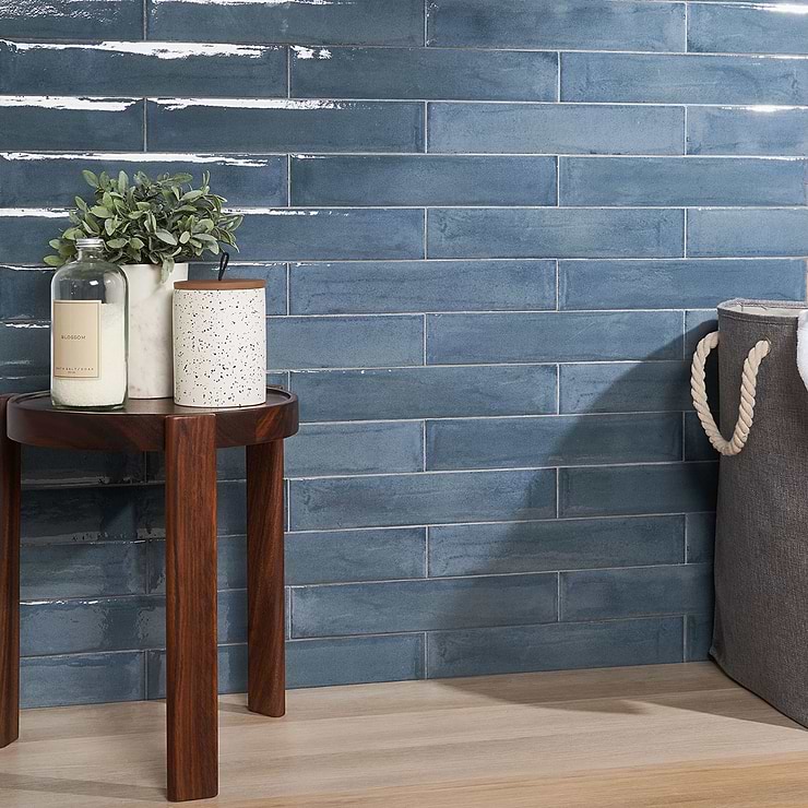 Paint Blu 3x16 Polished Porcelain Subway Tile; in Blue Porcelain; for Backsplash, Kitchen Wall, Wall Tile, Bathroom Wall, Shower Wall, Outdoor Wall; in Style Ideas Classic, Craftsman, Contemporary, Farmhouse, Industrial, Mediterranean, Traditional; released 2023; new, trends