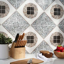 Chips Deco Azur Multicolor 8x8 Terrazzo Look Matte Porcelain Tile